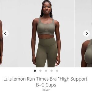 NEW without tags! Lululemon Run Times Bra *High Support, B–G Cups Rover 40D